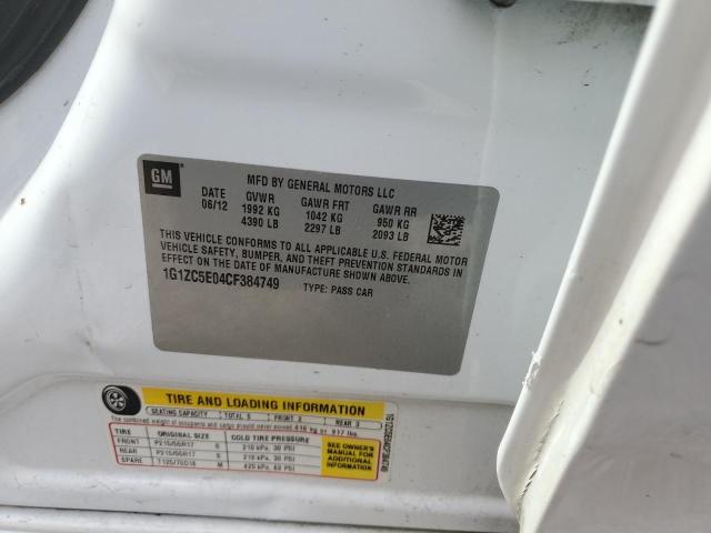 1G1ZC5E04CF384749 - 2012 CHEVROLET MALIBU 1LT 白色 照片 12