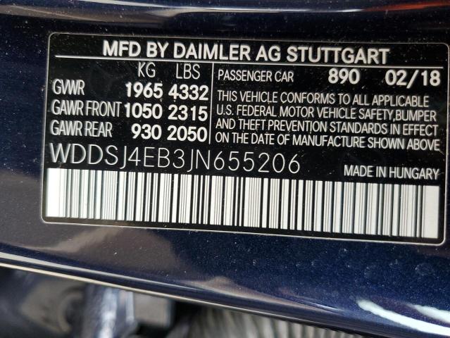 WDDSJ4EB3JN655206 - 2018 MERCEDES-BENZ CLA 250 BLUE photo 12