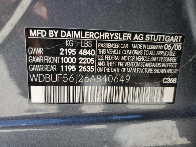 WDBUF56J26A840649 - 2006 MERCEDES-BENZ E 350 GRAY photo 12