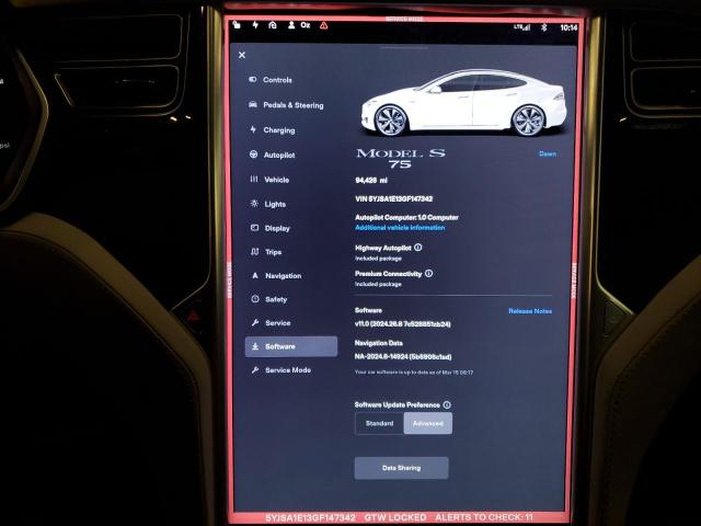 5YJSA1E13GF147342 - 2016 TESLA MODEL S WHITE photo 9