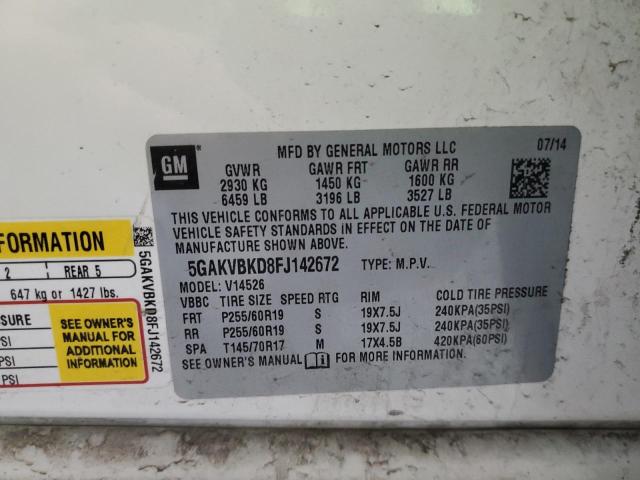 5GAKVBKD8FJ142672 - 2015 BUICK ENCLAVE WHITE photo 13