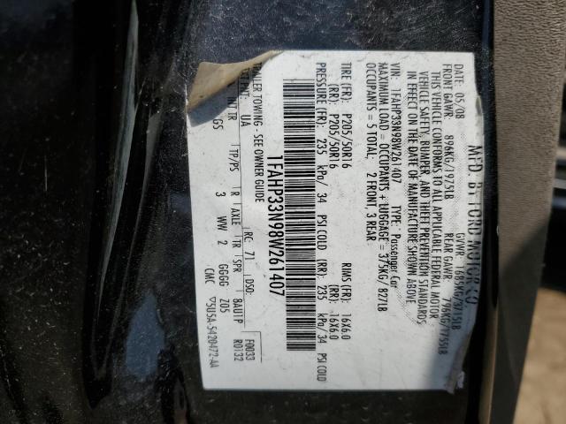 1FAHP33N98W261407 - 2008 FORD FOCUS SE BLACK photo 12