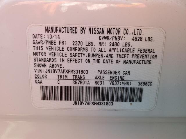 JN1BV7APXFM331803 - 2015 INFINITI Q50 BASE WHITE photo 12