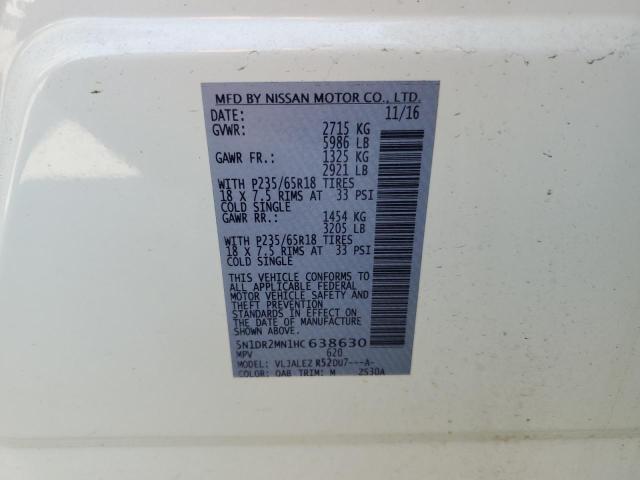 5N1DR2MN1HC638630 - 2017 NISSAN PATHFINDER S WHITE photo 13