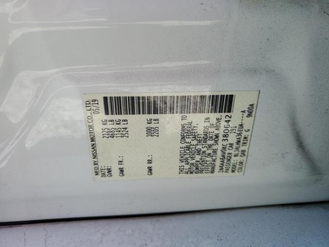 1N4AA6AV0KC380642 - 2019 NISSAN MAXIMA S WHITE photo 13