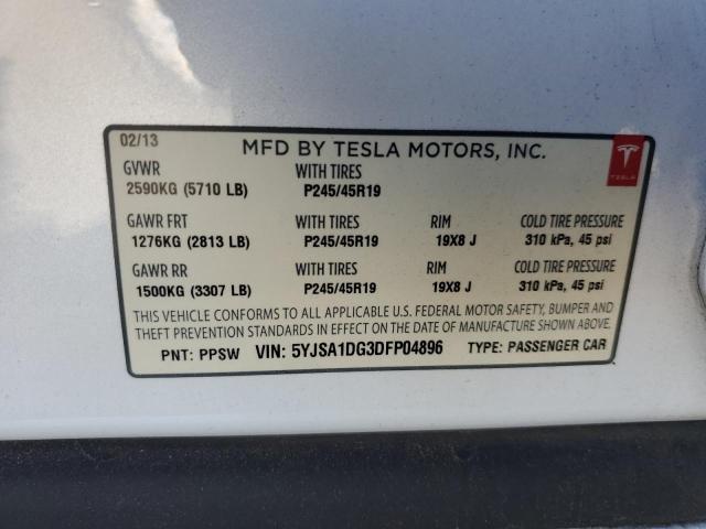5YJSA1DG3DFP04896 - 2013 TESLA MODEL S თეთრი ფოტო 13