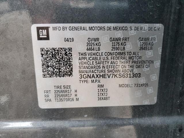 3GNAXHEV7KS631303 - 2019 CHEVROLET EQUINOX LS GRAY photo 14