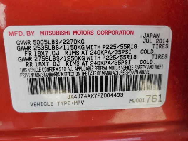 JA4JZ4AX7FZ004493 - 2015 MITSUBISHI OUTLANDER GT RED photo 12