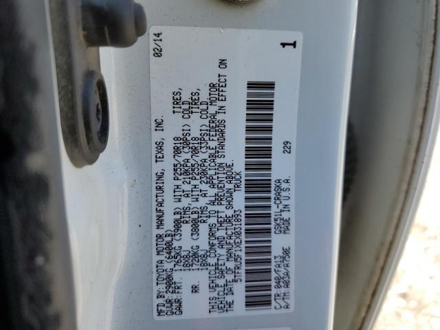 5TFRU5F1XEX031893 - 2014 TOYOTA TUNDRA DOUBLE CAB SR/SR5 WHITE photo 12