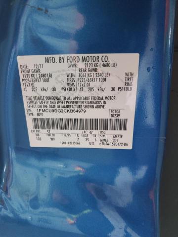 1FMCU9DG2CKB64979 - 2012 FORD ESCAPE XLT 蓝色 照片 13