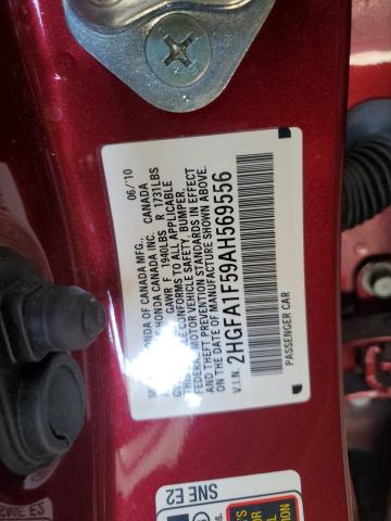 2HGFA1F59AH569556 - 2010 HONDA CIVIC LX RED photo 13