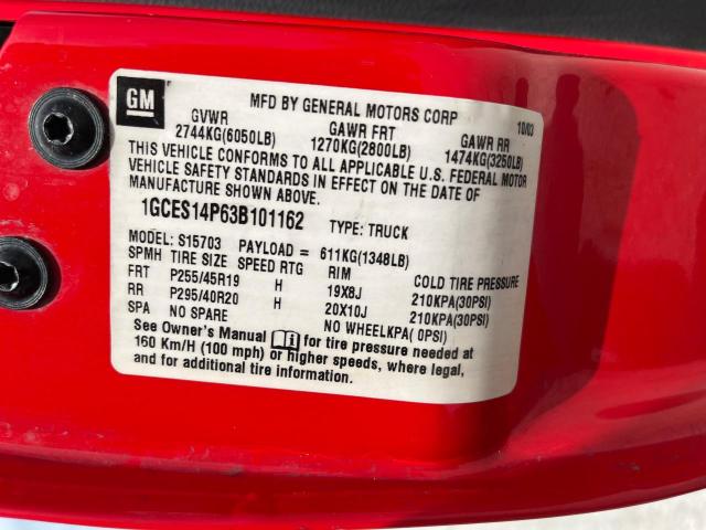 1GCES14P63B101162 - 2003 CHEVROLET SSR 红色 照片 12