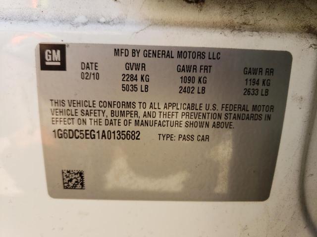 1G6DC5EG1A0135682 - 2010 CADILLAC CTS WHITE photo 12