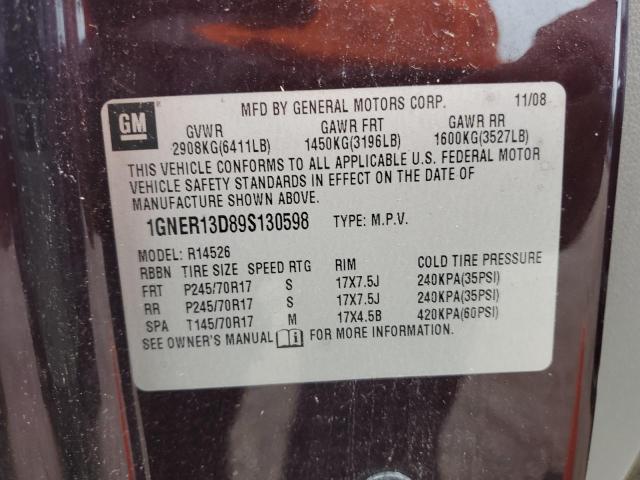 1GNER13D89S130598 - 2009 CHEVROLET TRAVERSE LS MAROON photo 13