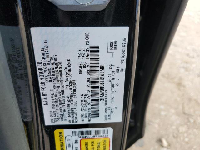 3FA6P0UU8FR166588 - 2015 FORD FUSION S HYBRID BLACK photo 12