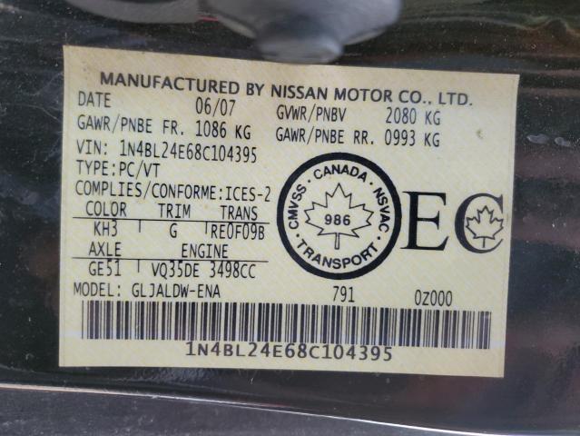 1N4BL24E68C104395 - 2008 NISSAN ALTIMA 3.5SE BLACK photo 12