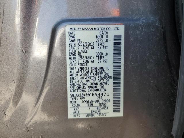 5N1AR18W36C654471 - 2006 NISSAN PATHFINDER LE ნაცრისფერი ფოტო 13