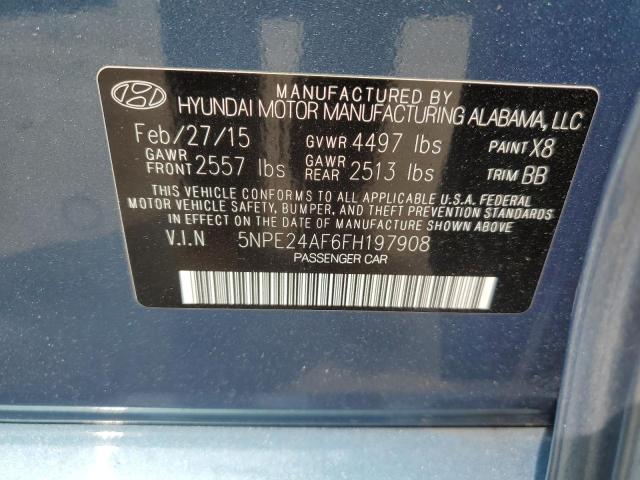 5NPE24AF6FH197908 - 2015 HYUNDAI SONATA SE BLUE photo 12