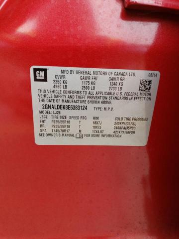 2GNALDEK8E6383124 - 2014 CHEVROLET EQUINOX LTZ RED photo 13