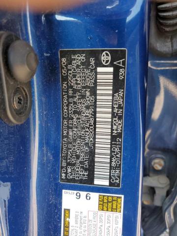 JTDKB20U487791105 - 2008 TOYOTA PRIUS BLUE photo 13