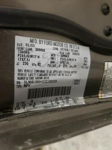 5LMEU88H23ZJ30230 - 2003 LINCOLN AVIATOR თაფლისფერი ფოტო 13