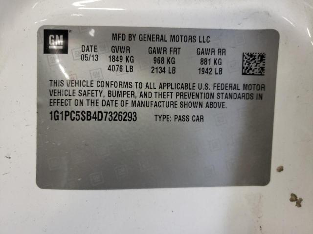 1G1PC5SB4D7326293 - 2013 CHEVROLET CRUZE LT WHITE photo 12