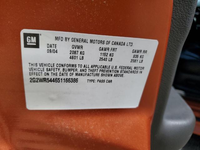 2G2WR544651166386 - 2005 PONTIAC GRAND PRIX GTP ნარინჯისფერი ფოტო 12