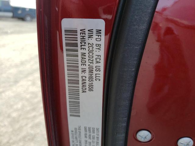 2C3CDZFJ0MH651656 - 2021 DODGE CHALLENGER R/T SCAT PACK BURGUNDY photo 12