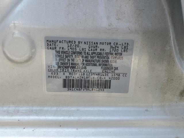 3N1CN8FV9ML841245 - 2021 NISSAN VERSA SR SILVER photo 12