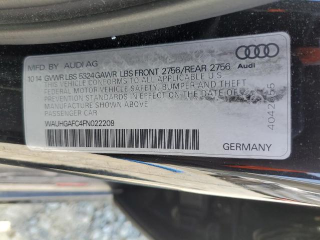 WAUHGAFC4FN022209 - 2015 AUDI A6 PRESTIGE შავი ფოტო 12