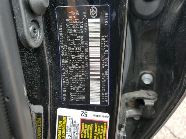 4T1G11AK4PU160303 - 2023 TOYOTA CAMRY SE NIGHT SHADE BLACK photo 12