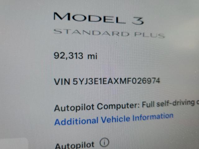 5YJ3E1EAXMF026974 - 2021 TESLA MODEL 3 WHITE photo 9