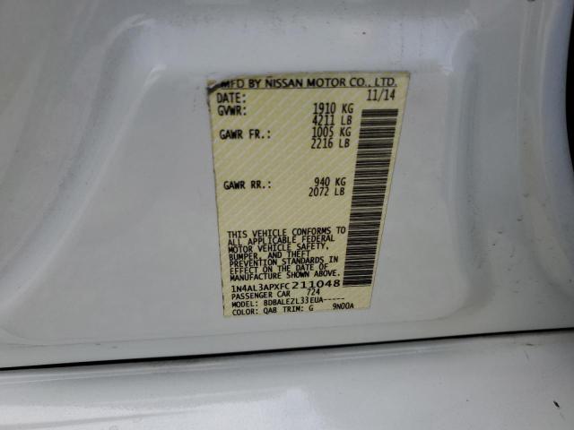 1N4AL3APXFC211048 - 2015 NISSAN ALTIMA 2.5 WHITE photo 12