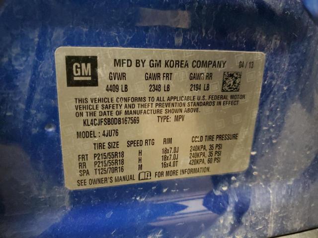 KL4CJFSB0DB167569 - 2013 BUICK ENCORE CONVENIENCE Mavi foto 14