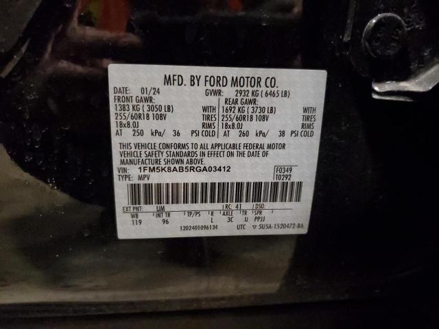 1FM5K8AB5RGA03412 - 2024 FORD EXPLORER POLICE INTERCEPTOR შავი ფოტო 13