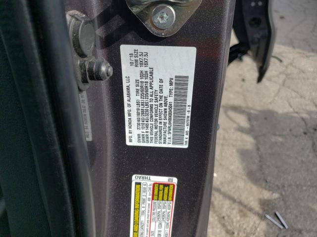 5FNRL6H86KB045041 - 2019 HONDA ODYSSEY TOURING GRAY photo 13