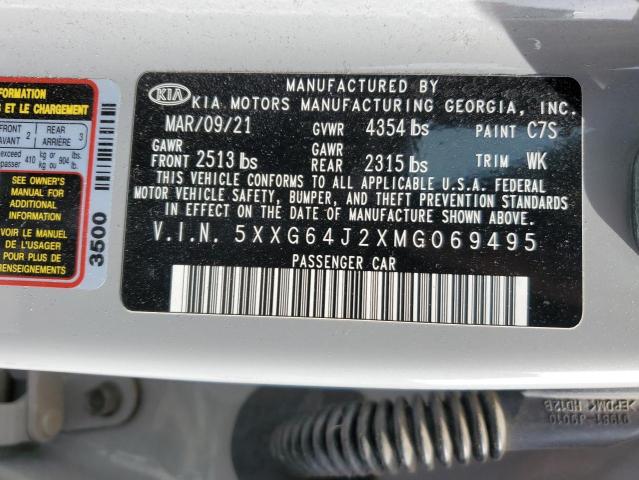 5XXG64J2XMG069495 - 2021 KIA K5 GT LINE GRAY photo 13