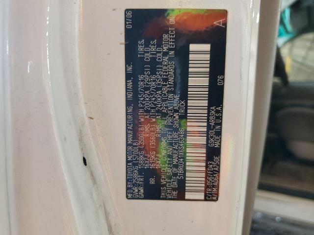 5TBRU341X6S463486 - 2006 TOYOTA TUNDRA ACCESS CAB SR5 WHITE photo 12