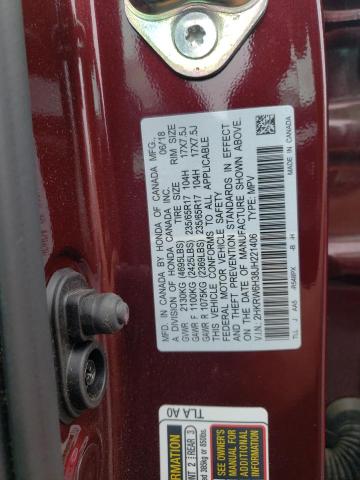 2HKRW6H38JH221406 - 2018 HONDA CR-V LX BURGUNDY photo 10