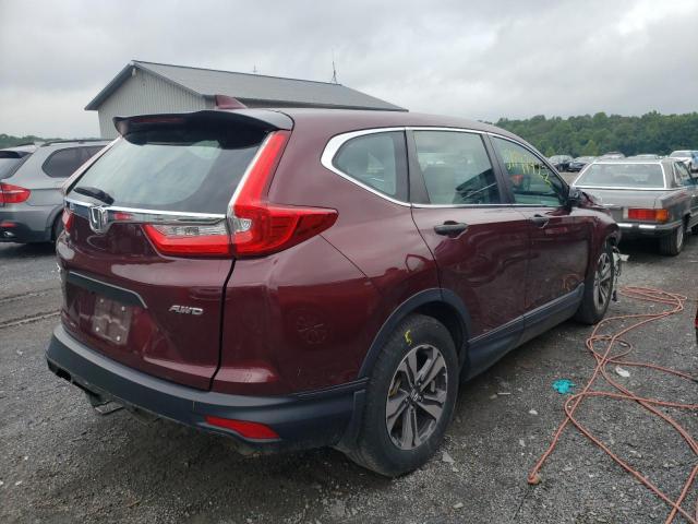 2HKRW6H38JH221406 - 2018 HONDA CR-V LX BURGUNDY photo 4