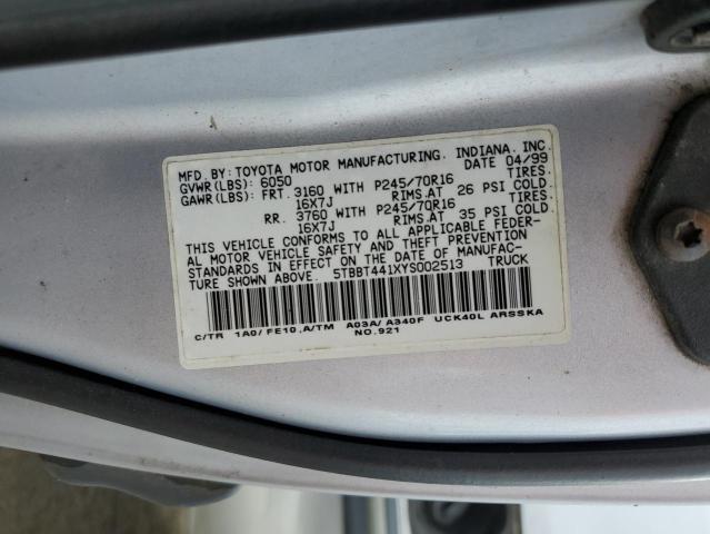 5TBBT441XYS002513 - 2000 TOYOTA TUNDRA ACCESS CAB 银色 照片 12