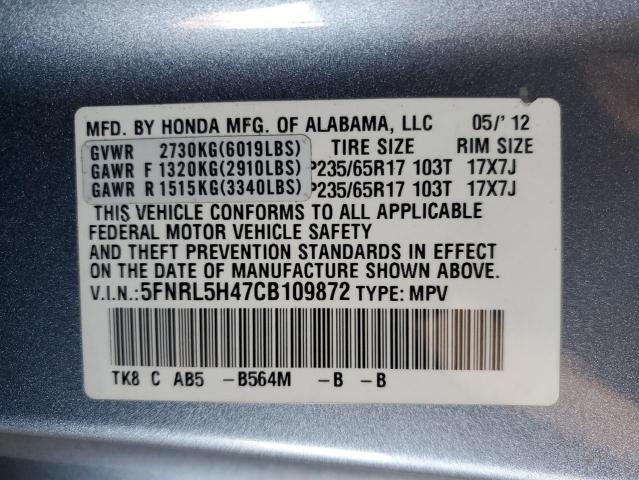 5FNRL5H47CB109872 - 2012 HONDA ODYSSEY EX BLUE photo 13