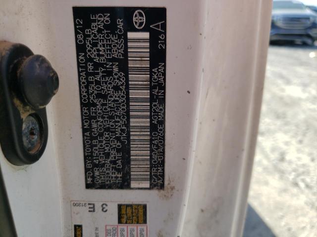 JTKJF5C70D3054369 - 2013 TOYOTA SCION TC 白色 照片 12