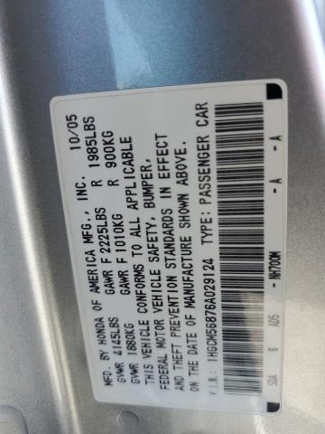 1HGCM56876A029124 - 2006 HONDA ACCORD EX SILVER photo 12