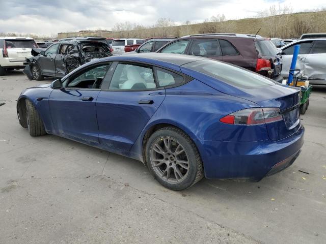 5YJSA1E57NF469210 - 2022 TESLA MODEL S ლურჯი ფოტო 2