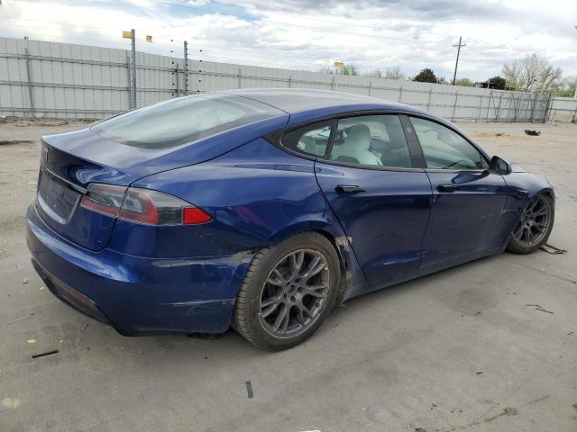 5YJSA1E57NF469210 - 2022 TESLA MODEL S ლურჯი ფოტო 3