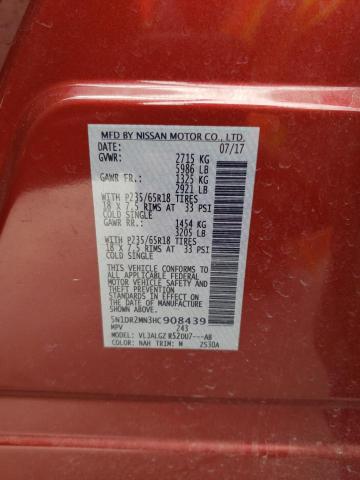 5N1DR2MN3HC908439 - 2017 NISSAN PATHFINDER S RED photo 12