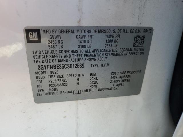 3GYFNBE36CS612639 - 2012 CADILLAC SRX PERFORMANCE COLLECTION Ақ фото 12