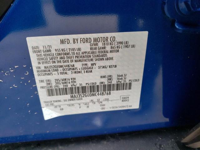 MAJ3S2GE0MC448768 - 2021 FORD ECOSPORT SE 蓝色 照片 13