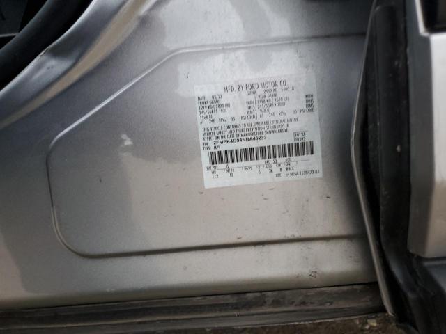 2FMPK4G94NBA40233 - 2022 FORD EDGE SE SILVER photo 12